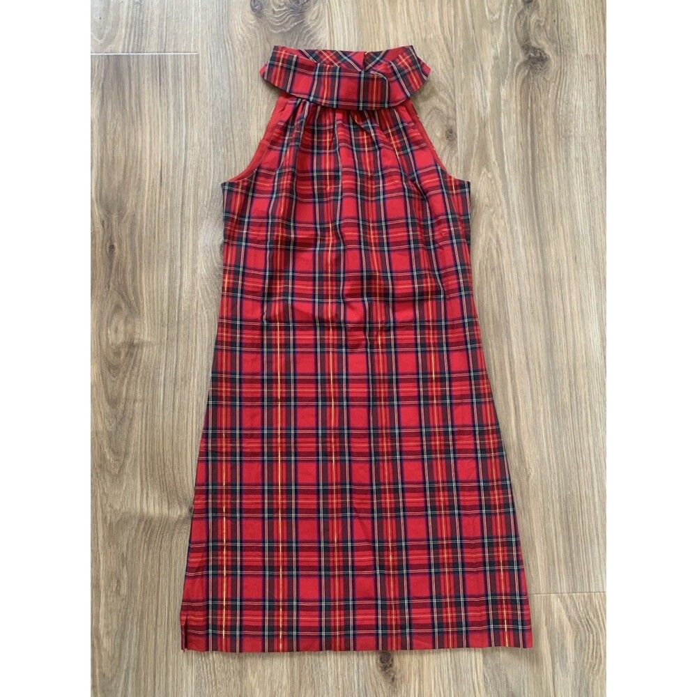 STS Sail to Sable Red Tartan Plaid Sleeveless High Neck Holiday Dress XXS
